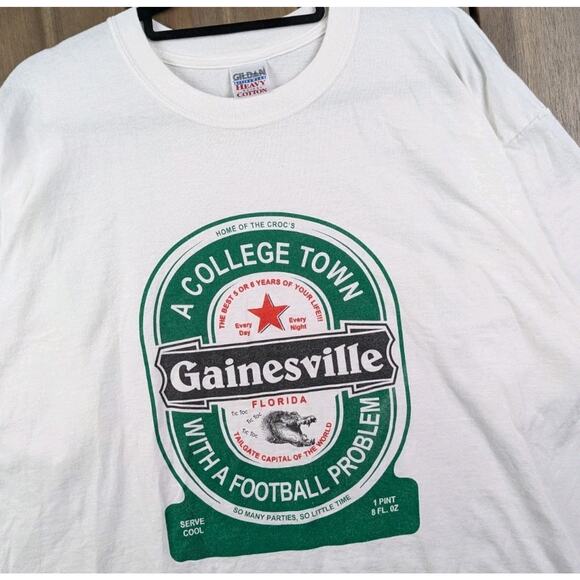 Gainesville Florida University Vintage Y2K Heineken Beer Parody T-shirt NCAA XL - Picture 1 of 6